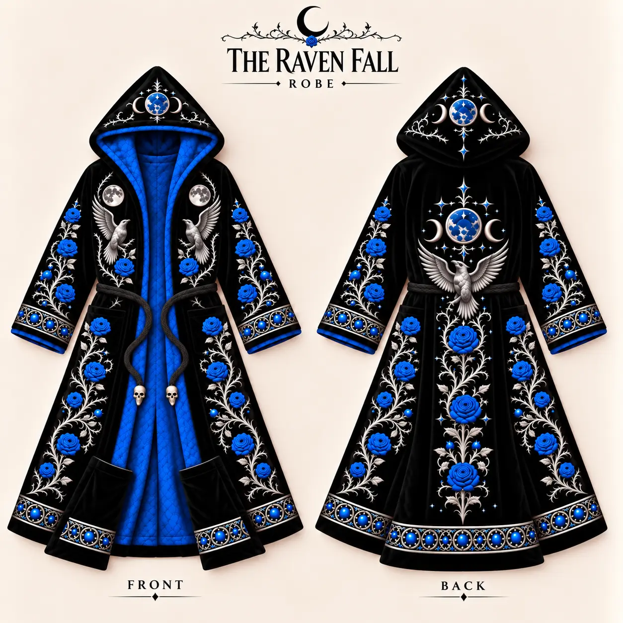 Robe The Raven Fall, vue de face et de dos