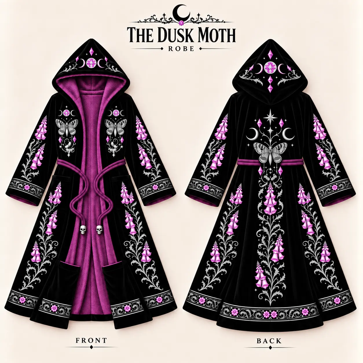 Robe The Dusk Moth, vue de face et de dos